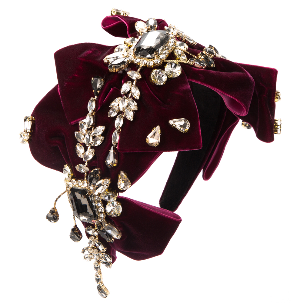 Women's Luxurious Shiny Bow Knot Cloth Inlay Rhinestones Glass Hair Band display picture 7