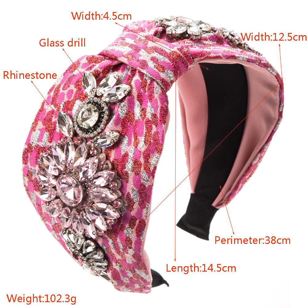 Women's Elegant Luxurious Flower Leopard Cloth Flowers Inlay Rhinestones Glass Hair Band display picture 1