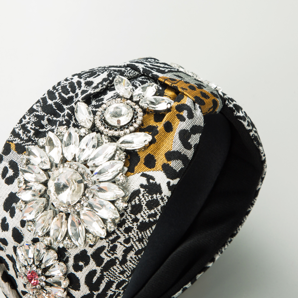 Women's Elegant Luxurious Flower Leopard Cloth Flowers Inlay Rhinestones Glass Hair Band display picture 3