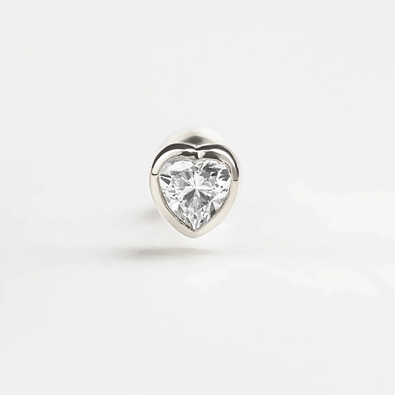 1 Piece Simple Style Heart Shape Plating Inlay Stainless Steel Copper Zircon White Gold Plated Ear Studs display picture 4