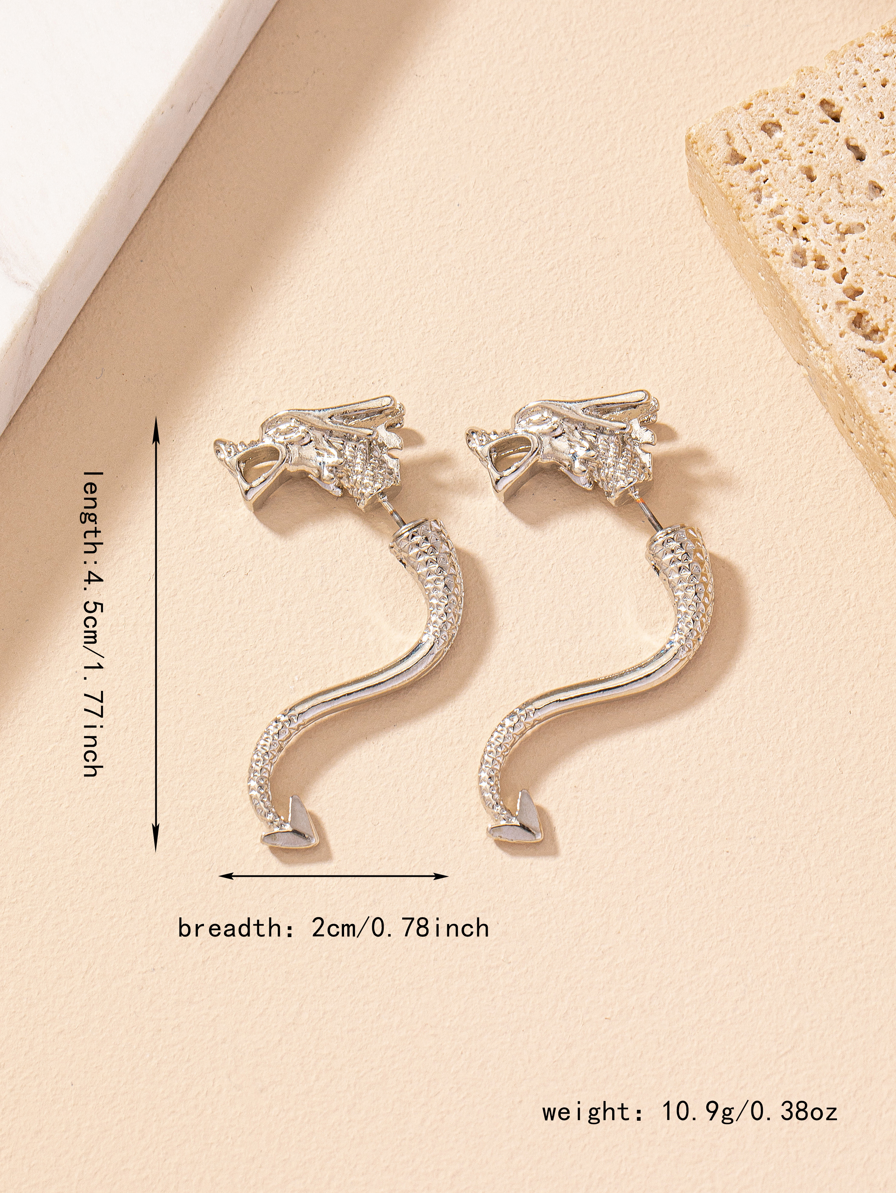 1 Pair Simple Style Dragon Plating Alloy Silver Plated Ear Studs display picture 4