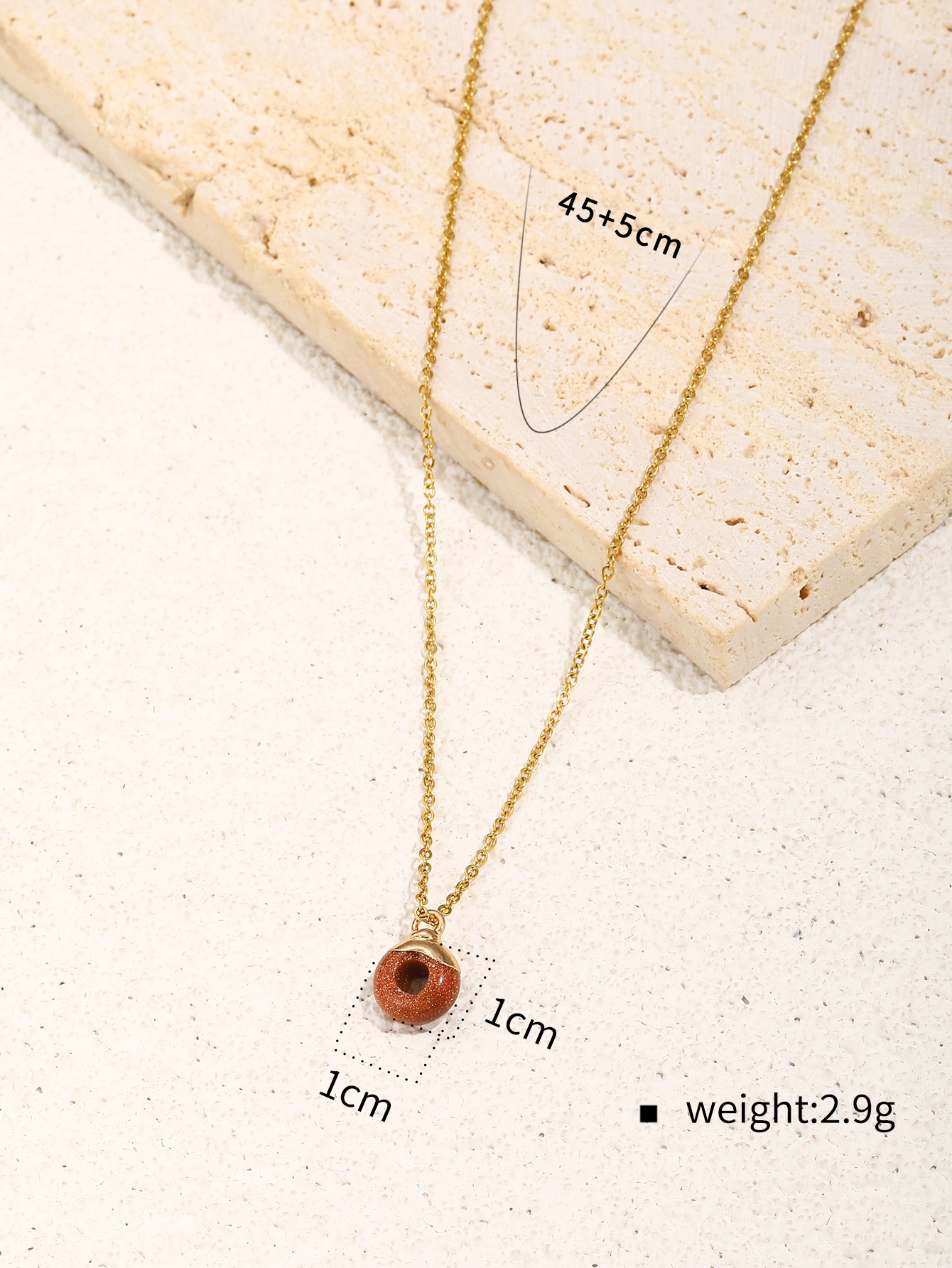 Stainless Steel 18K Gold Plated Simple Style Plating Inlay Round Natural Stone Pendant Necklace display picture 3