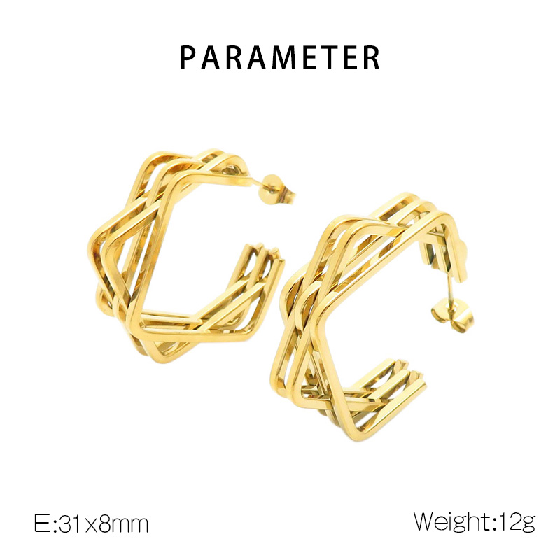 1 Pair Basic Geometric Solid Color Irregular Stainless Steel 18K Gold Plated Ear Studs display picture 1
