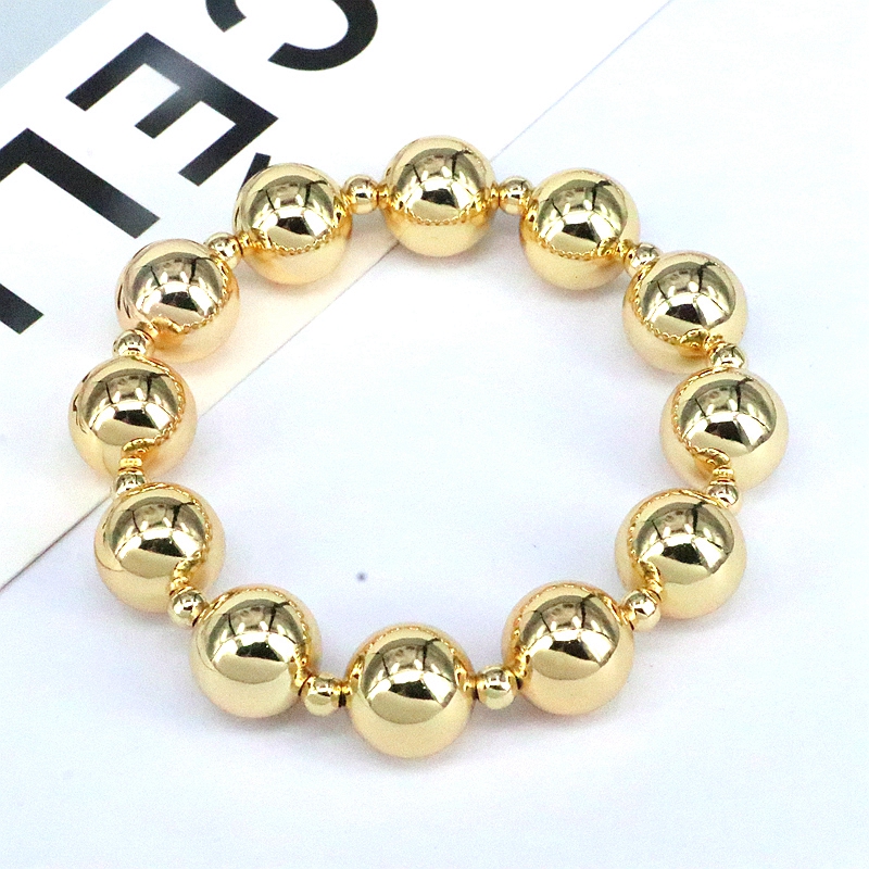 Vintage Style Simple Style Round Copper Beaded Plating 18k Gold Plated Bracelets display picture 6