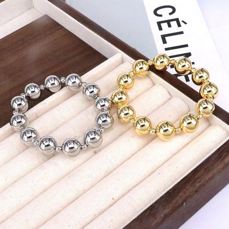 Vintage-stil Einfacher Stil Runden Kupfer Perlen Überzug 18 Karat Vergoldet Armbänder display picture 7