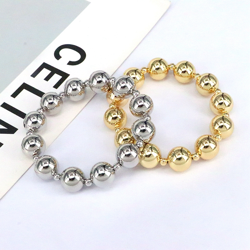 Vintage-stil Einfacher Stil Runden Kupfer Perlen Überzug 18 Karat Vergoldet Armbänder display picture 3