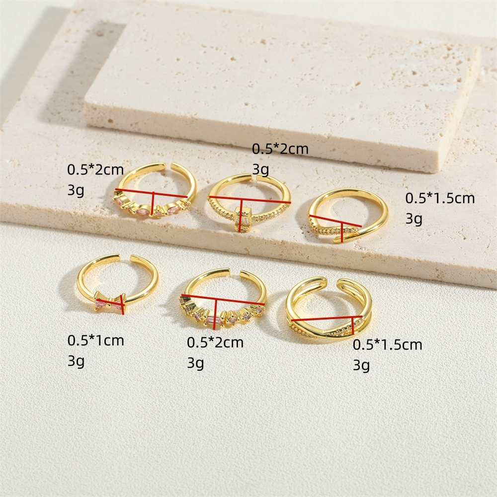 Vintage Style Simple Style Commute Solid Color Copper Plating Inlay Zircon 14k Gold Plated Open Rings display picture 6