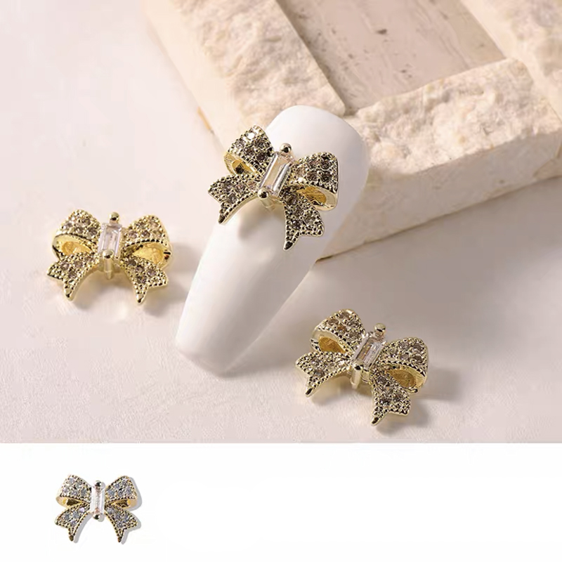 Elegant Butterfly Bow Knot Copper Inlaid Zircon Nail Decoration Accessories 3 Pieces display picture 3