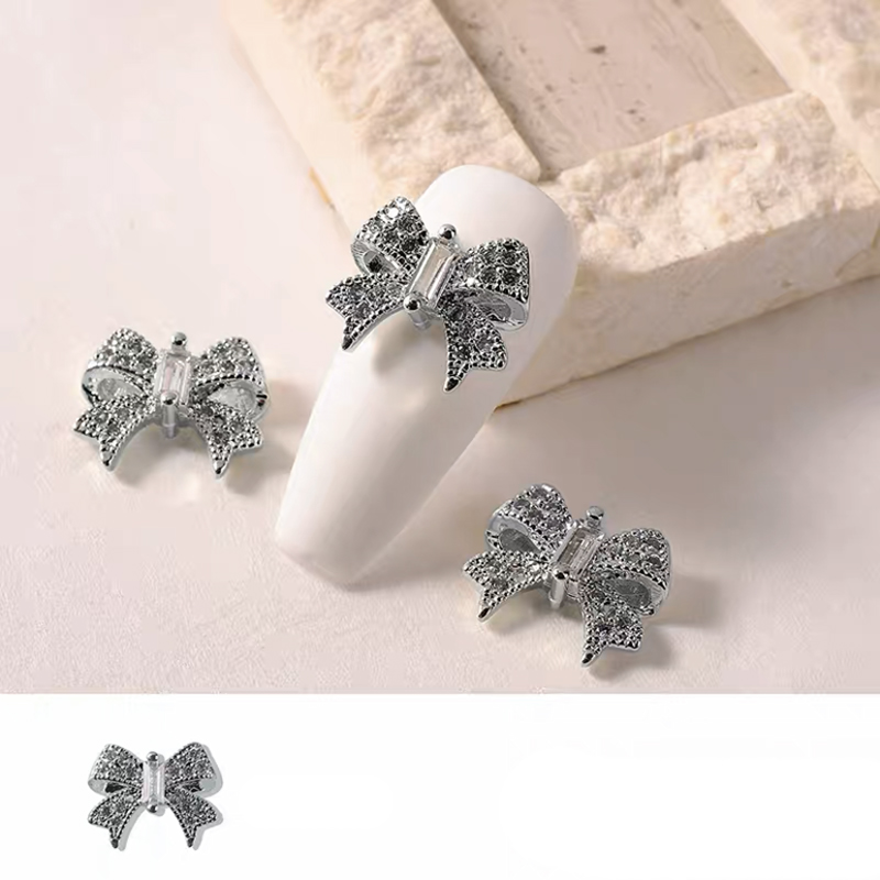 Elegant Butterfly Bow Knot Copper Inlaid Zircon Nail Decoration Accessories 3 Pieces display picture 4