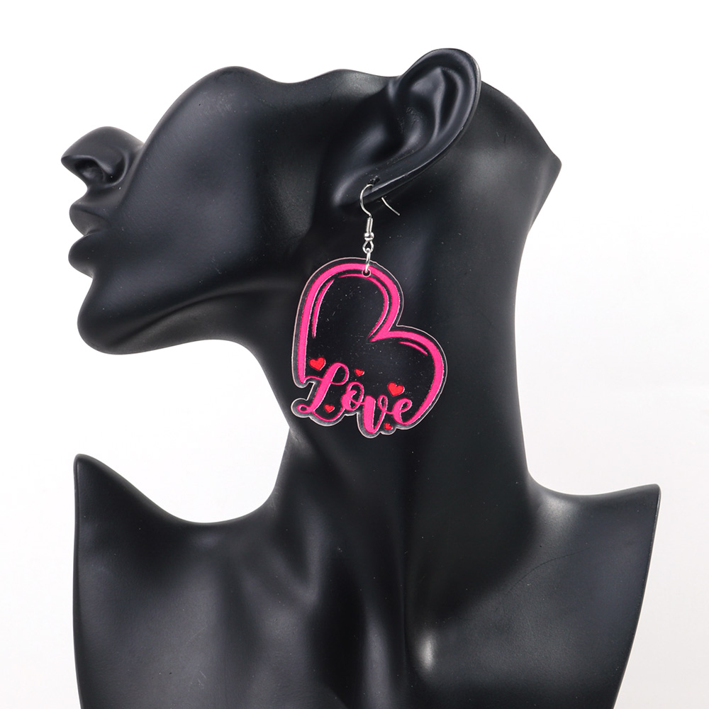 1 Pair Romantic Love Heart Shape Arylic Drop Earrings display picture 2