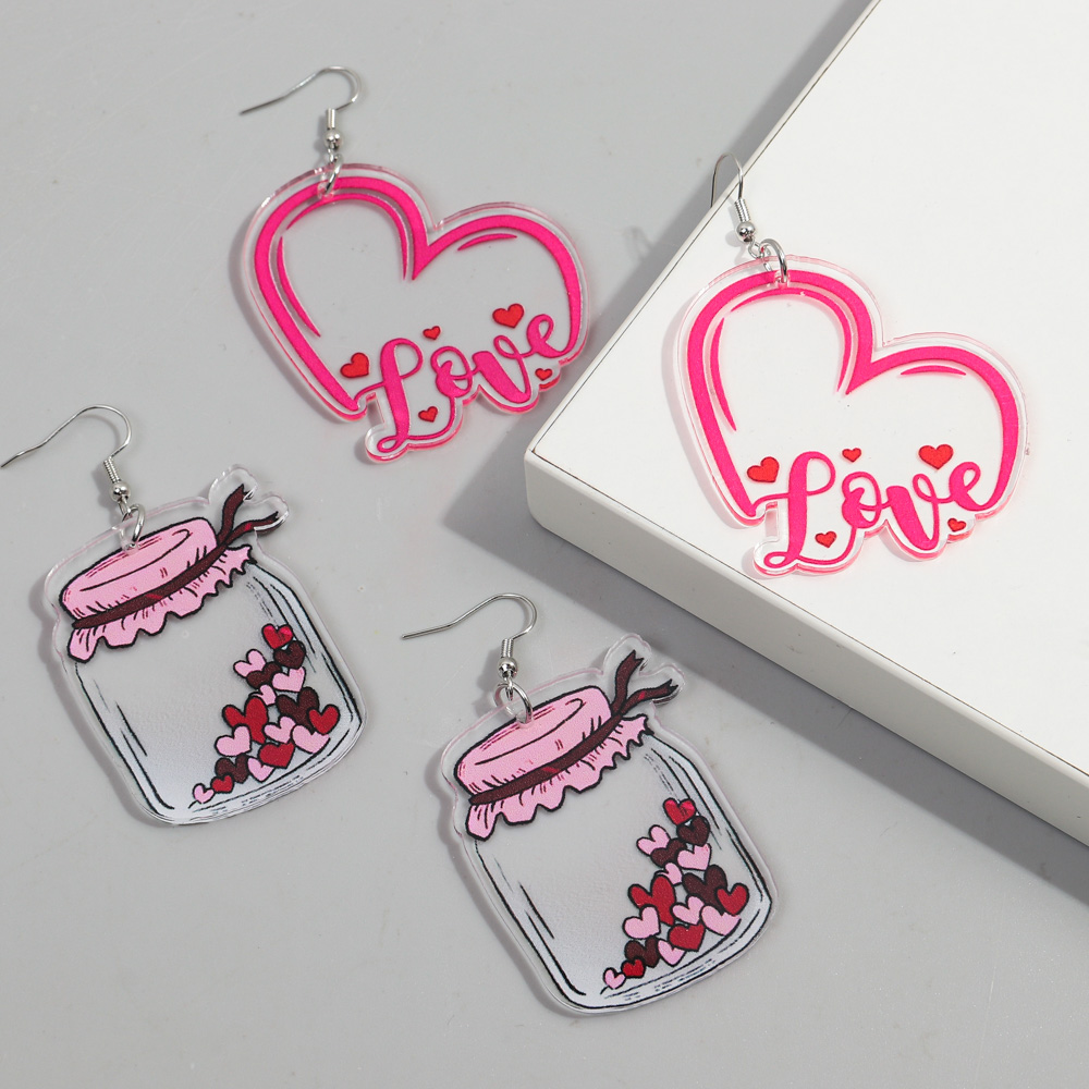 1 Pair Romantic Love Heart Shape Arylic Drop Earrings display picture 6
