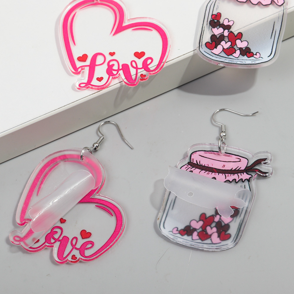 1 Pair Romantic Love Heart Shape Arylic Drop Earrings display picture 4