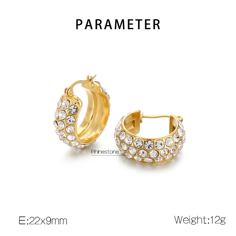 1 Pair Simple Style Round Plating Inlay Stainless Steel Zircon 18K Gold Plated Earrings display picture 1