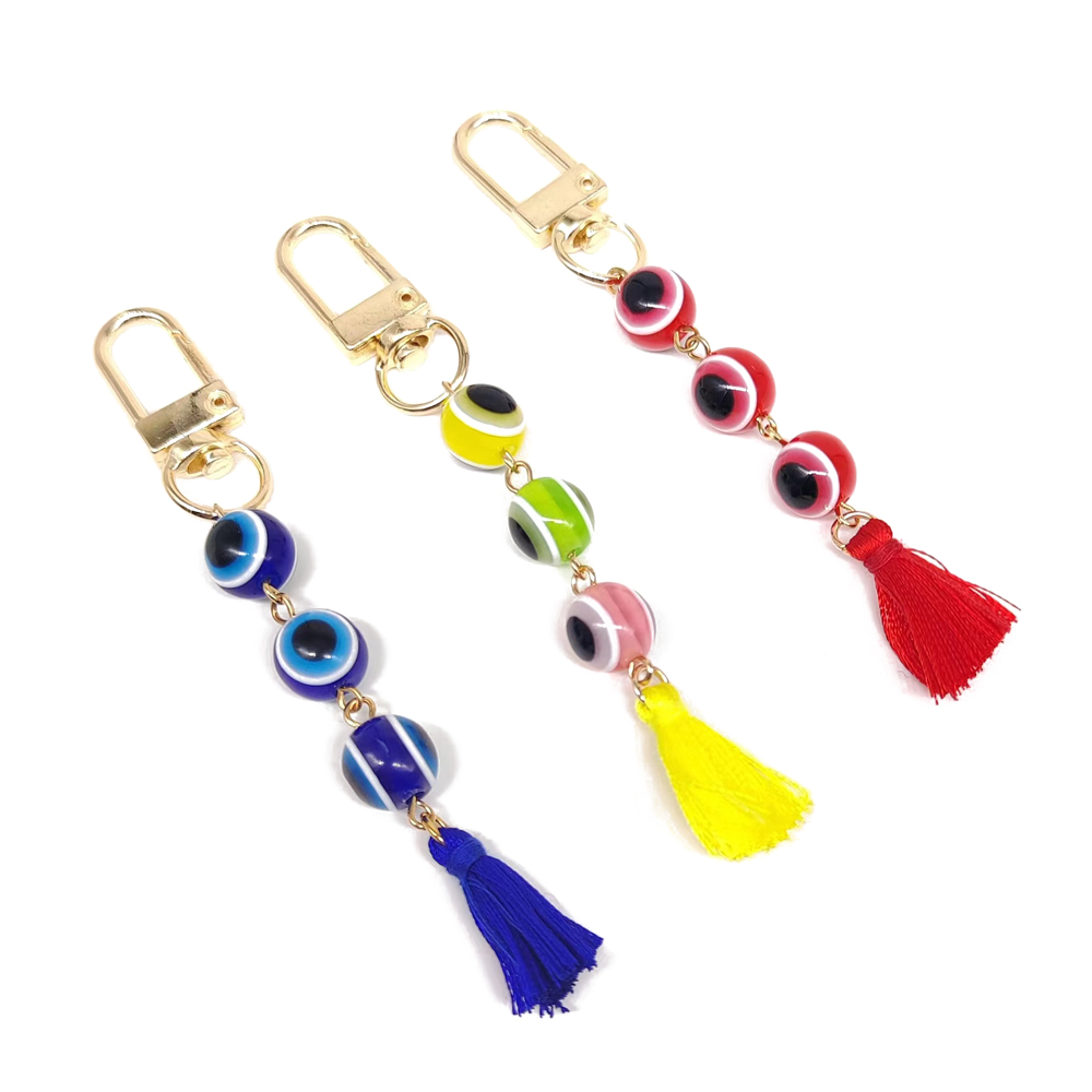Simple Style Devil's Eye Alloy Resin Tassel Plating Gold Plated Bag Pendant Keychain display picture 6