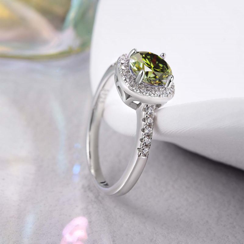 Glamour Brillant Carré Argent Sterling Gra Incruster Moissanite Anneaux display picture 2