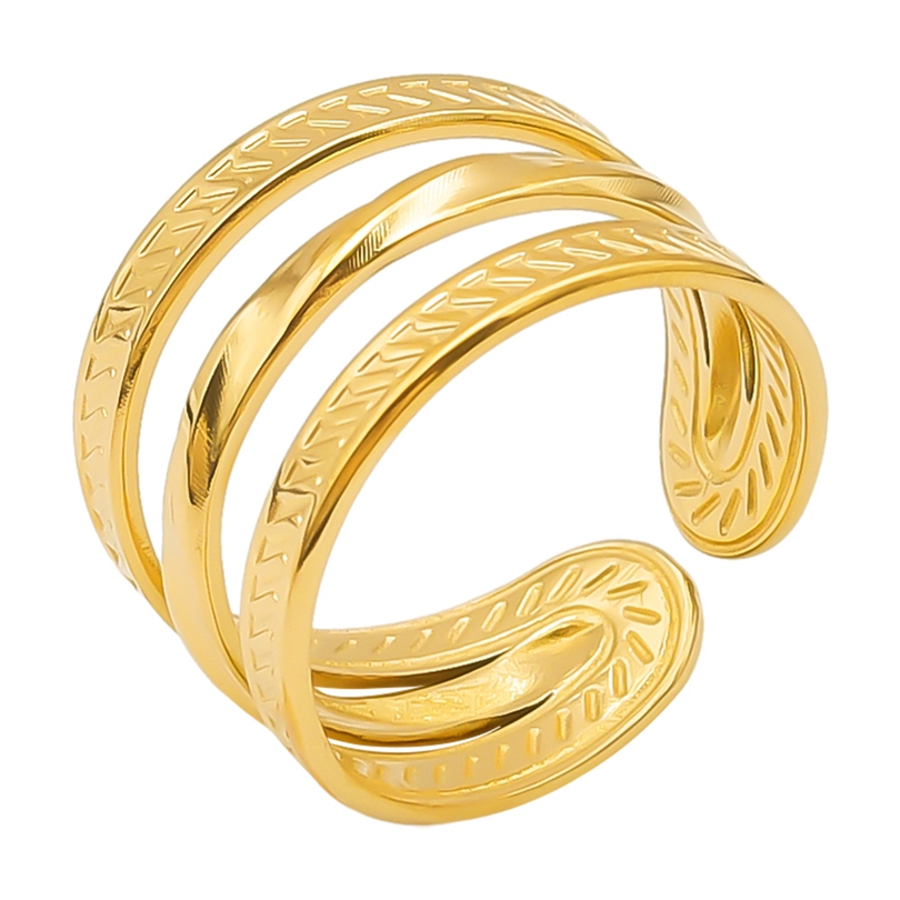 Simple Style Circle Stainless Steel Layered 18k Gold Plated Open Rings display picture 6