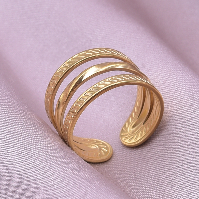 Simple Style Circle Stainless Steel Layered 18k Gold Plated Open Rings display picture 7