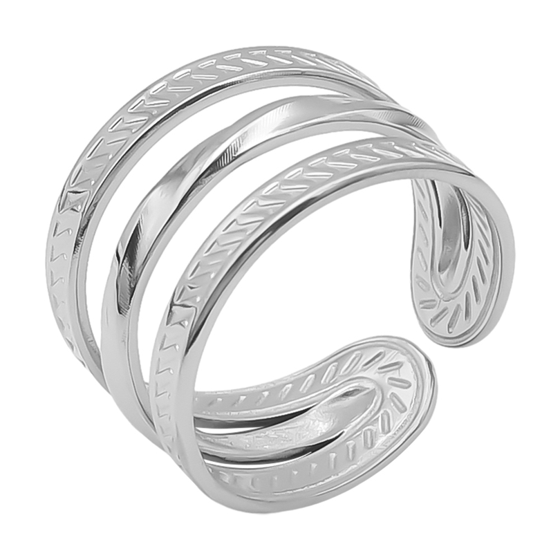 Simple Style Circle Stainless Steel Layered 18k Gold Plated Open Rings display picture 8