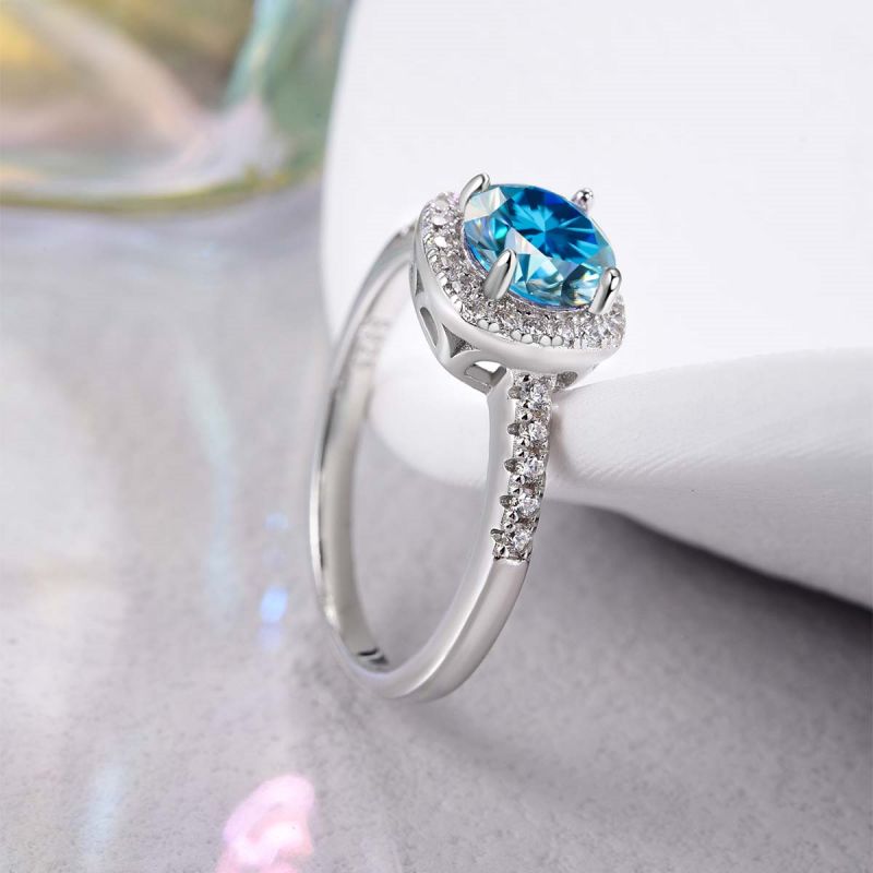 Glam Solid Color Square Sterling Silver Gra Inlay Moissanite Rings display picture 1