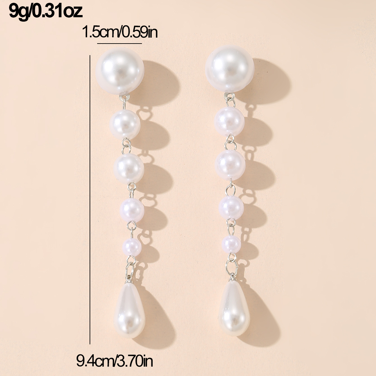 1 Pair Vintage Style Simple Style Water Droplets Solid Color Beaded Plating Imitation Pearl Alloy Drop Earrings display picture 6