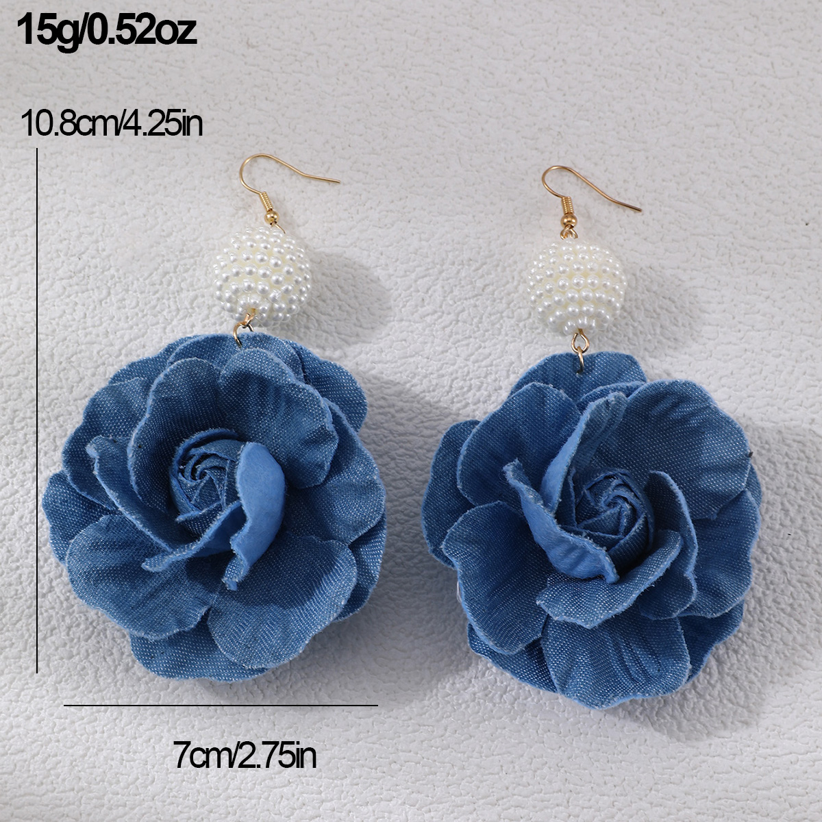 1 Pair Exaggerated Romantic Flower Pearl Three-dimensional Alloy Cloth Drop Earrings Earrings display picture 6