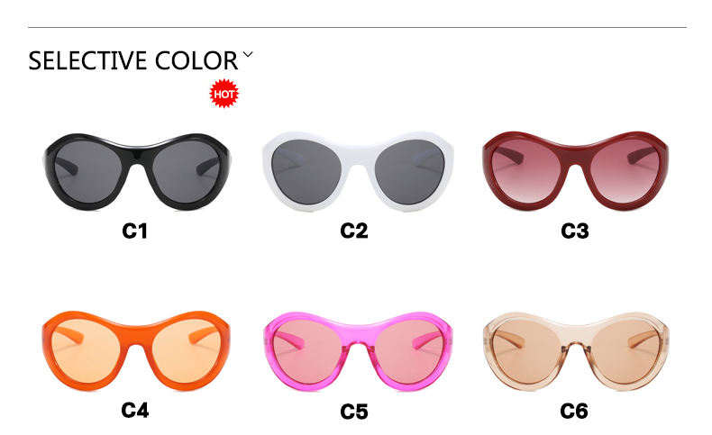 Y2k Color Sólido Ordenador Personal Marco Redondo Fotograma Completo Gafas De Sol Mujer display picture 2