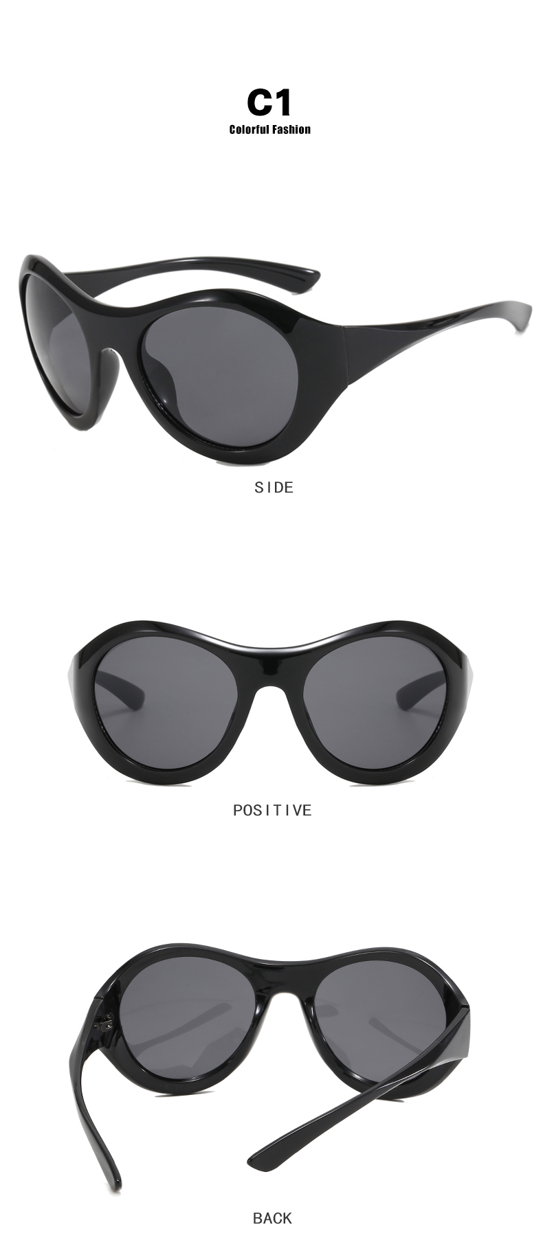 Y2k Solid Color Pc Round Frame Full Frame Women's Sunglasses display picture 4