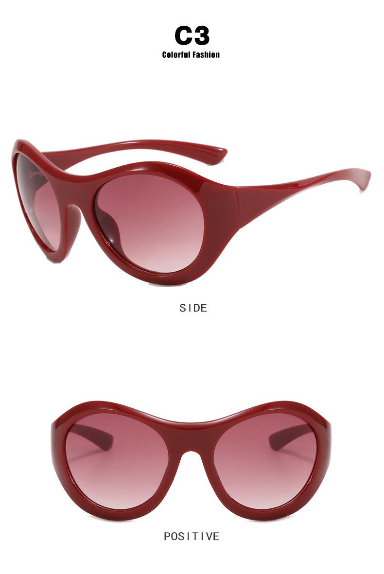 Y2k Color Sólido Ordenador Personal Marco Redondo Fotograma Completo Gafas De Sol Mujer display picture 6