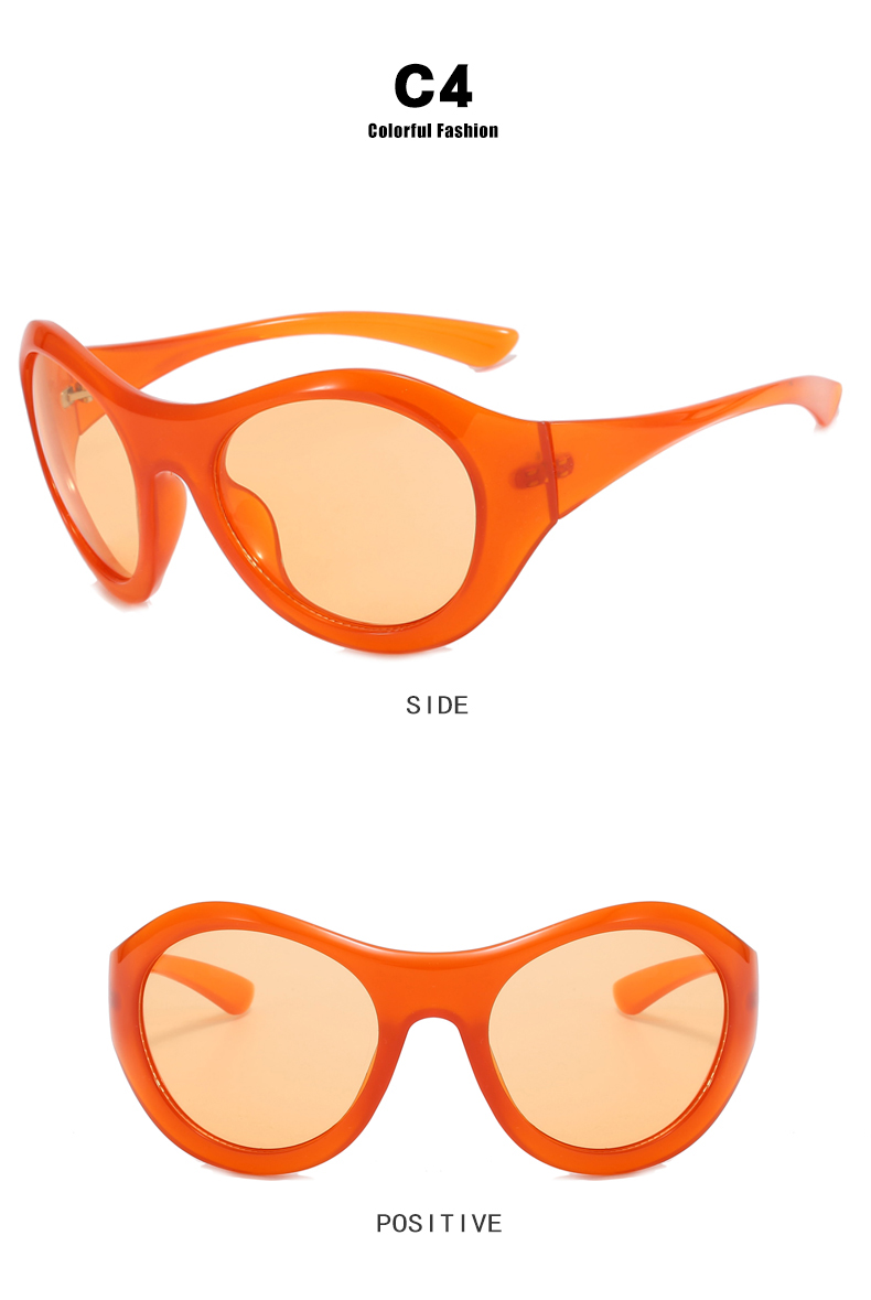 Y2k Color Sólido Ordenador Personal Marco Redondo Fotograma Completo Gafas De Sol Mujer display picture 8