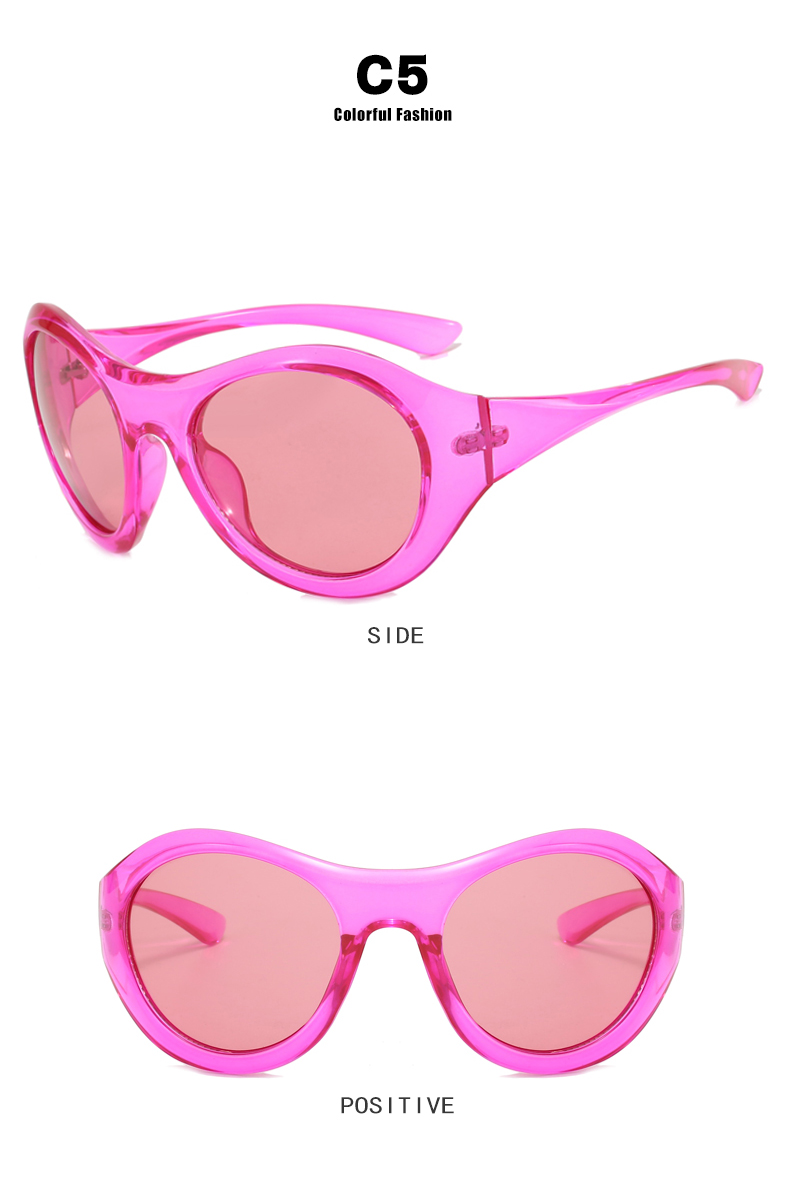 Y2k Color Sólido Ordenador Personal Marco Redondo Fotograma Completo Gafas De Sol Mujer display picture 7