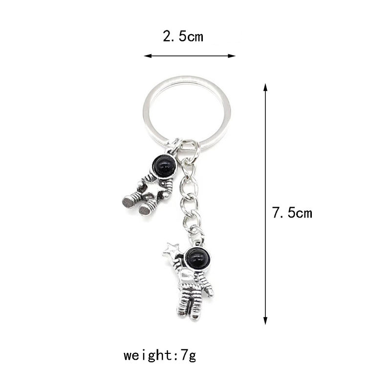 Vintage Style Simple Style Astronaut Star Alloy Plating Inlay Acrylic Silver Plated Bag Pendant Keychain display picture 2