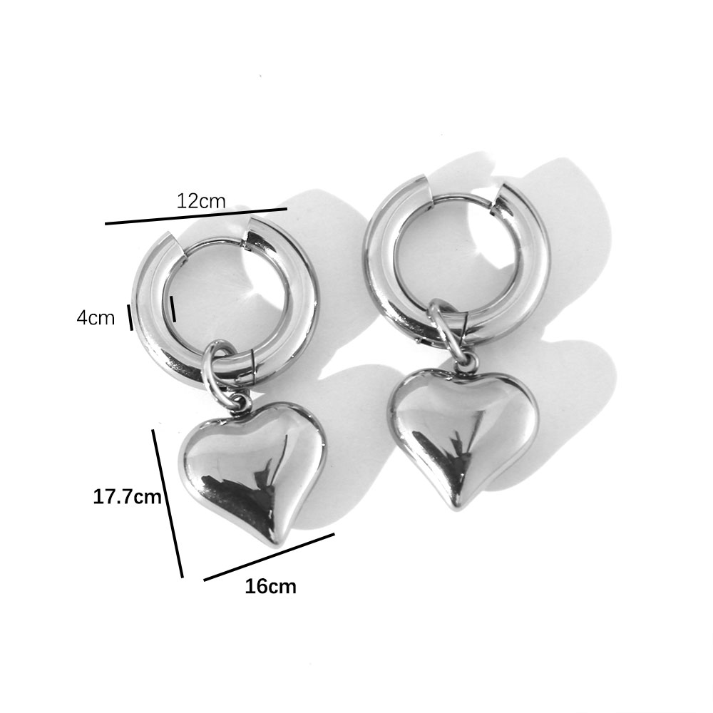 1 Pair Sweet Heart Shape Plating Titanium Steel 18K Gold Plated Drop Earrings display picture 1