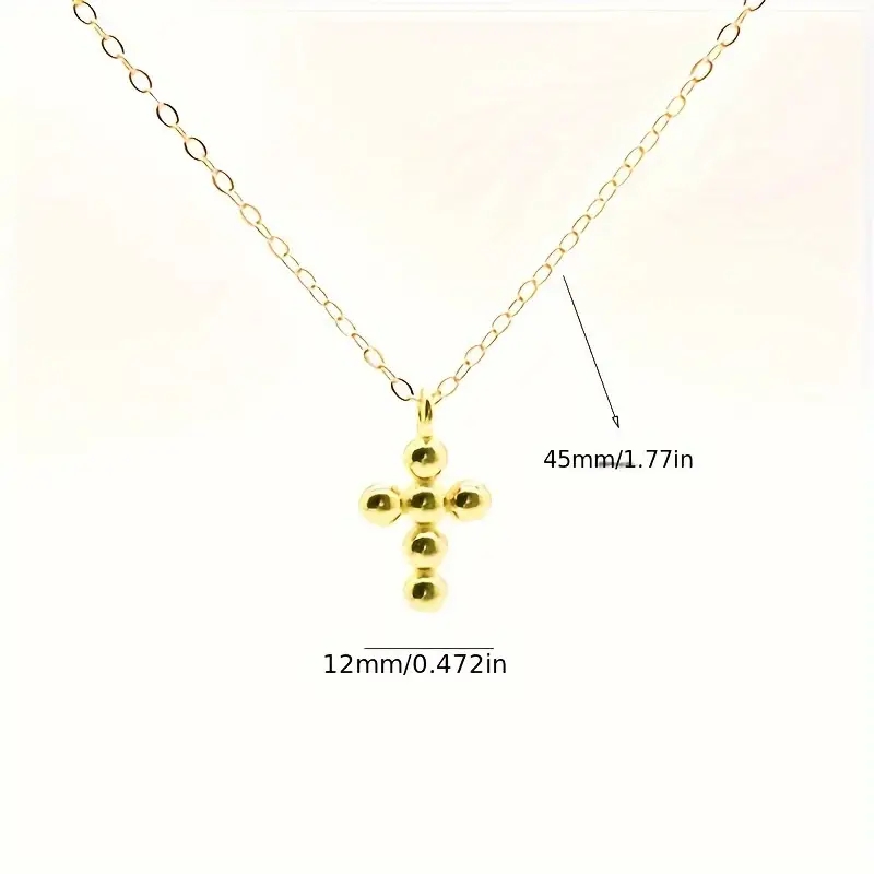 Stainless Steel 14K Gold Plated Basic Plating Cross Pendant Necklace display picture 2
