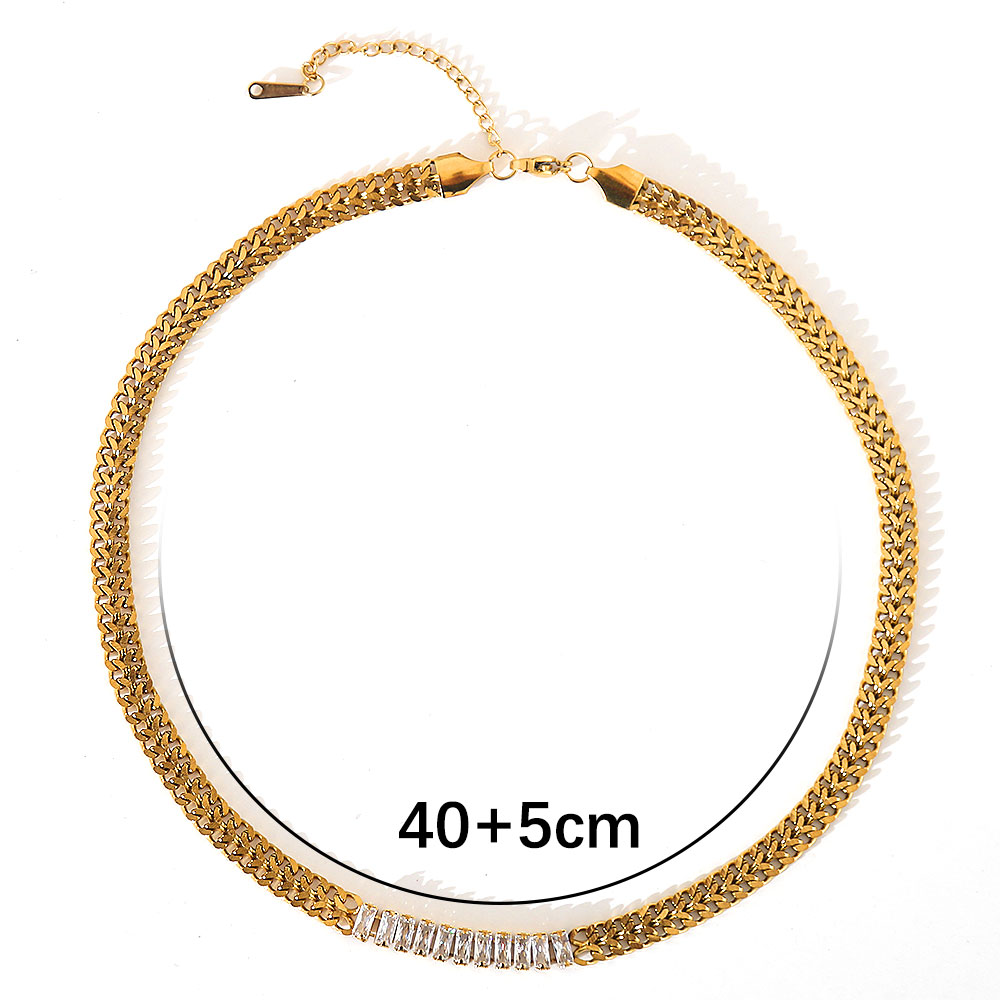Titan Stahl Retro Einfacher Stil Überzug Inlay Geometrisch Zirkon Halskette display picture 1