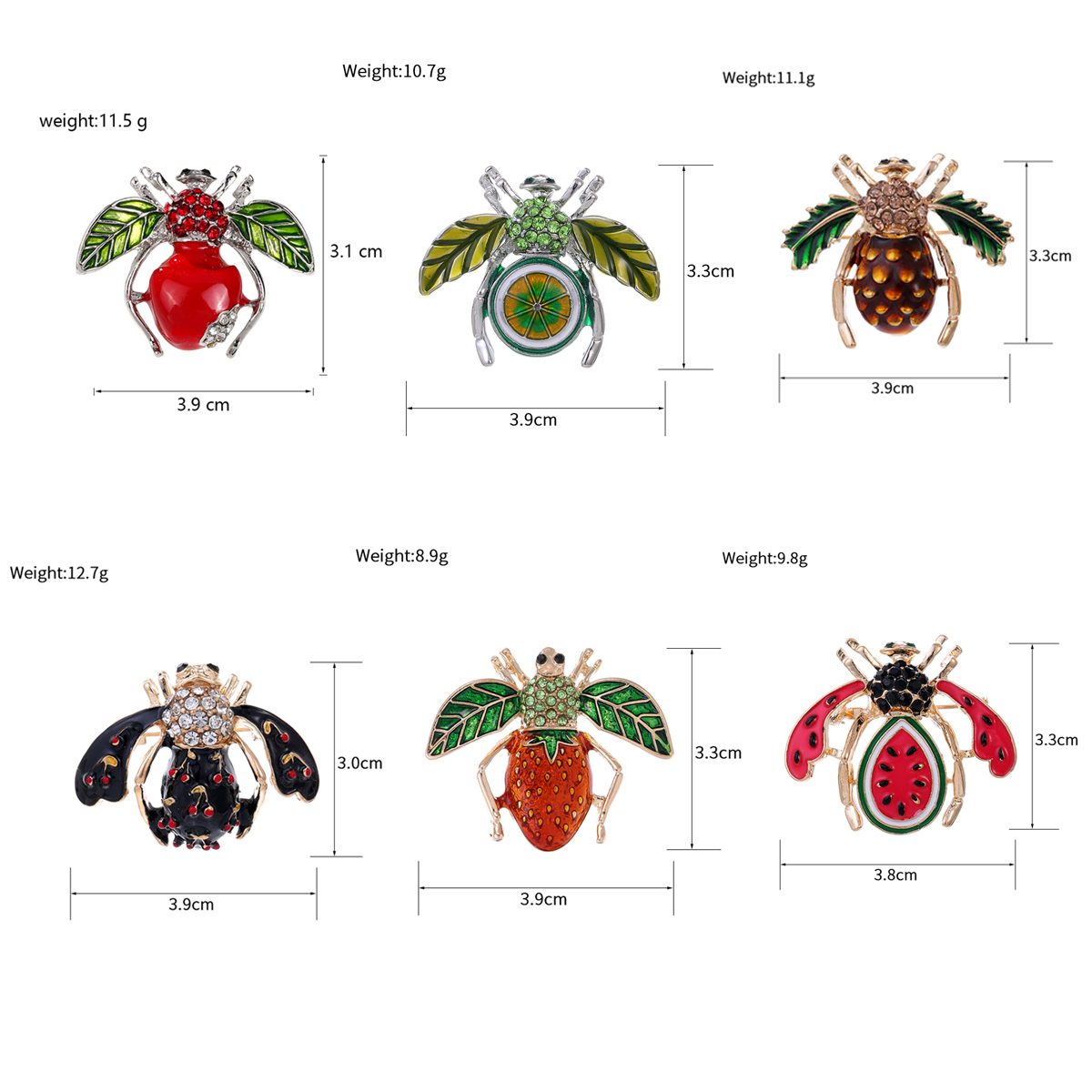 Cartoon Style Animal Fruit Bee Alloy Unisex Corsage Brooches Collar Pin display picture 5