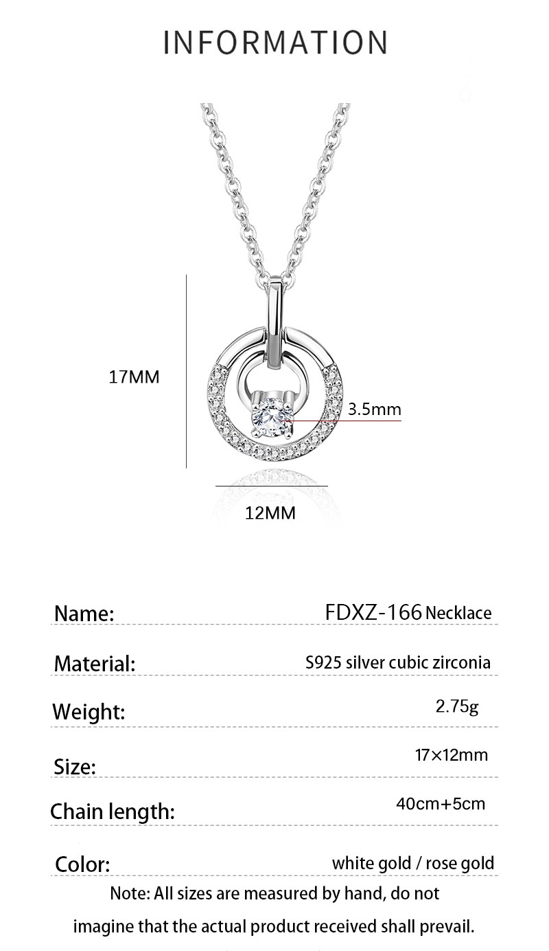 Simple Style Shiny Circle Sterling Silver Inlay Zircon Pendant Necklace display picture 4