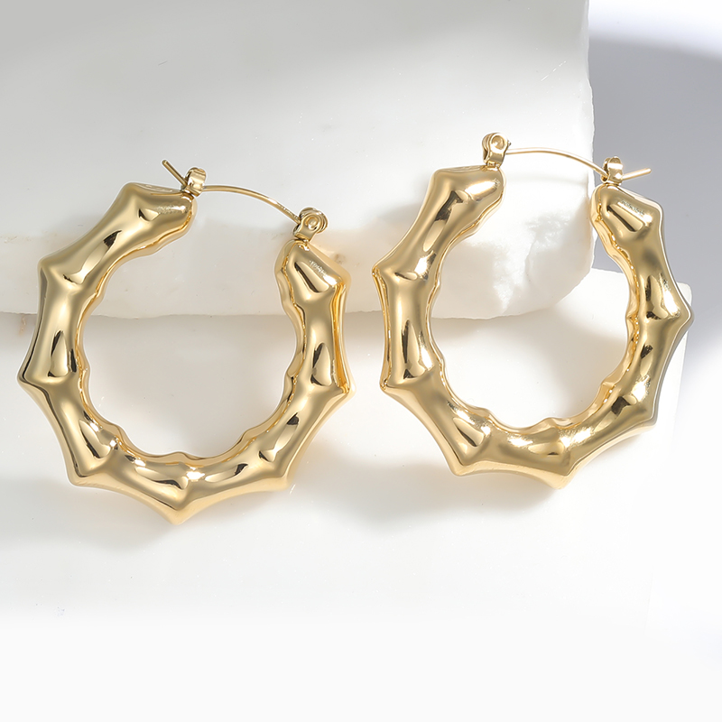 1 Pair Simple Style Solid Color Polishing Plating Stainless Steel 18K Gold Plated Hoop Earrings display picture 13