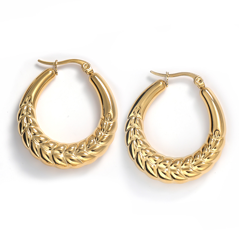 1 Pair Simple Style Solid Color Polishing Plating Stainless Steel 18K Gold Plated Hoop Earrings display picture 10