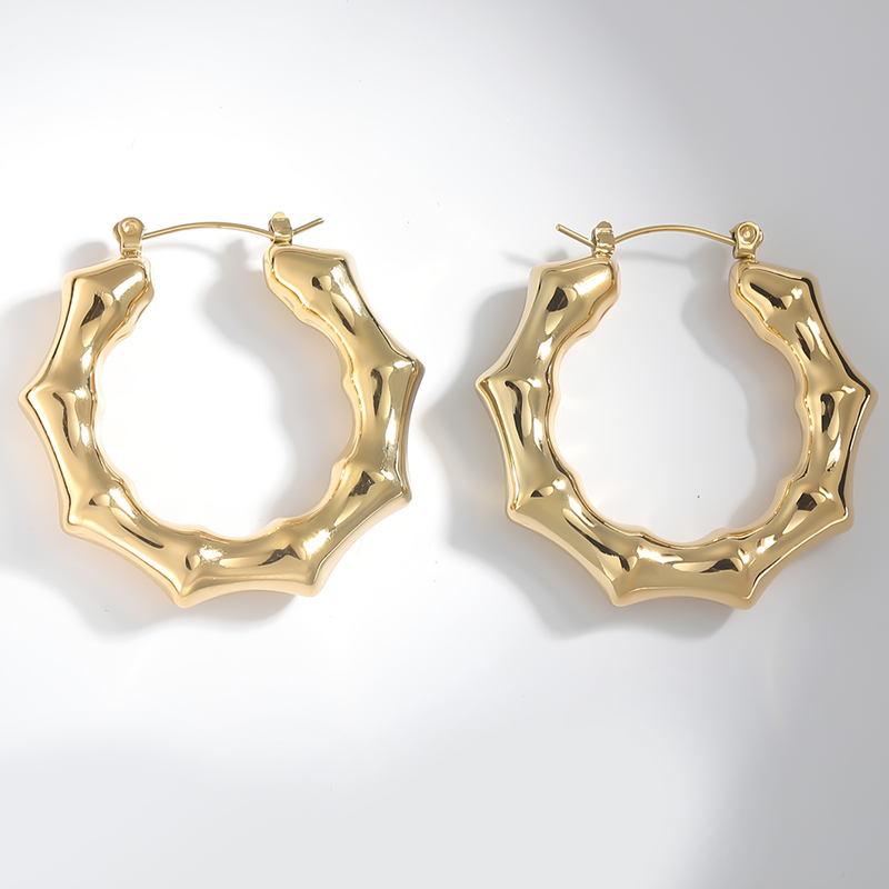 1 Pair Simple Style Solid Color Polishing Plating Stainless Steel 18K Gold Plated Hoop Earrings display picture 15