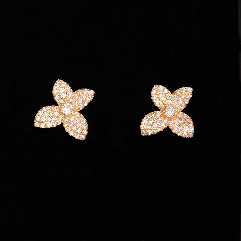 Ig Style Simple Style Leaf Eagle Flower Stainless Steel Copper Plating Inlay Zircon 18k Gold Plated Earrings Necklace display picture 6