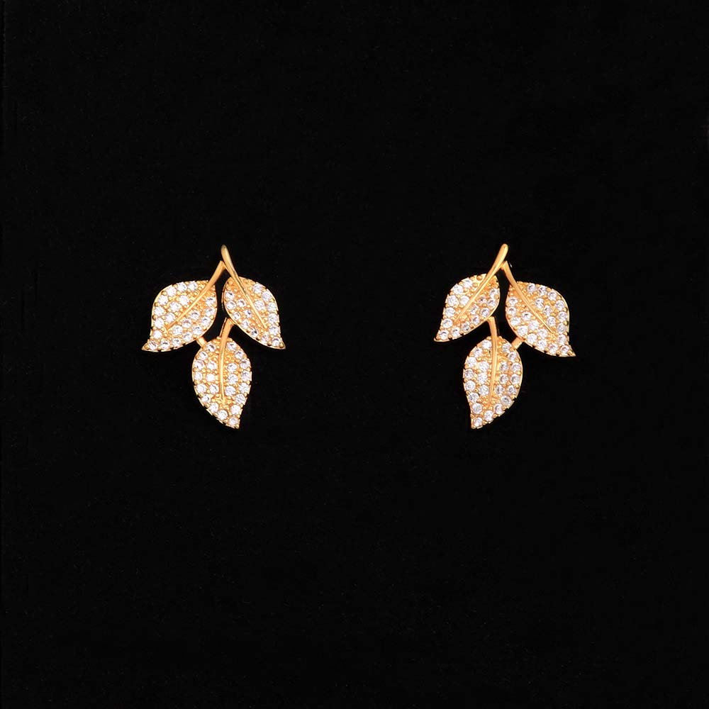 Ig Style Simple Style Leaf Eagle Flower Stainless Steel Copper Plating Inlay Zircon 18k Gold Plated Earrings Necklace display picture 17
