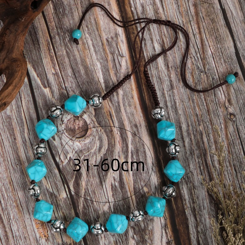 Retro Ethnic Style Geometric Turquoise Handmade Women's Bracelets Necklace display picture 7