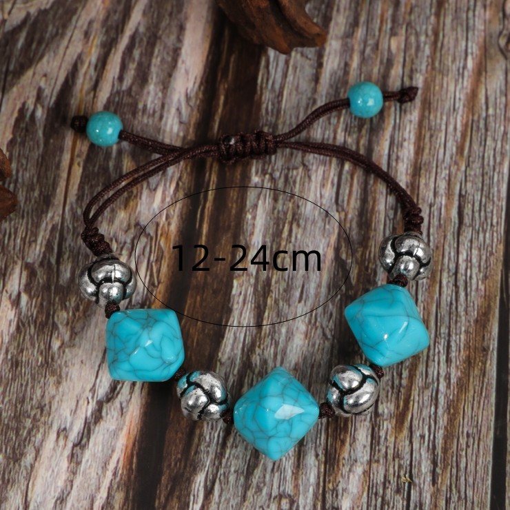 Retro Ethnic Style Geometric Turquoise Handmade Women's Bracelets Necklace display picture 8