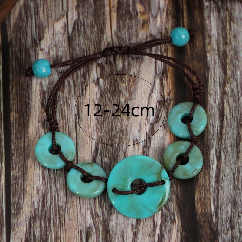 Retro Ethnic Style Round Turquoise Handmade Women's Bracelets Necklace display picture 7