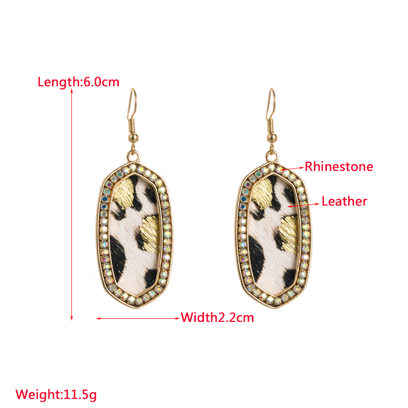 1 Pair Glam Retro Leopard Plating Inlay Pu Leather Alloy Rhinestones Gold Plated Drop Earrings display picture 1