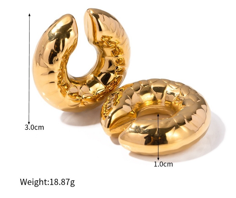 1 Pair Retro Geometric Plating Titanium Steel 18k Gold Plated Ear Cuffs display picture 12