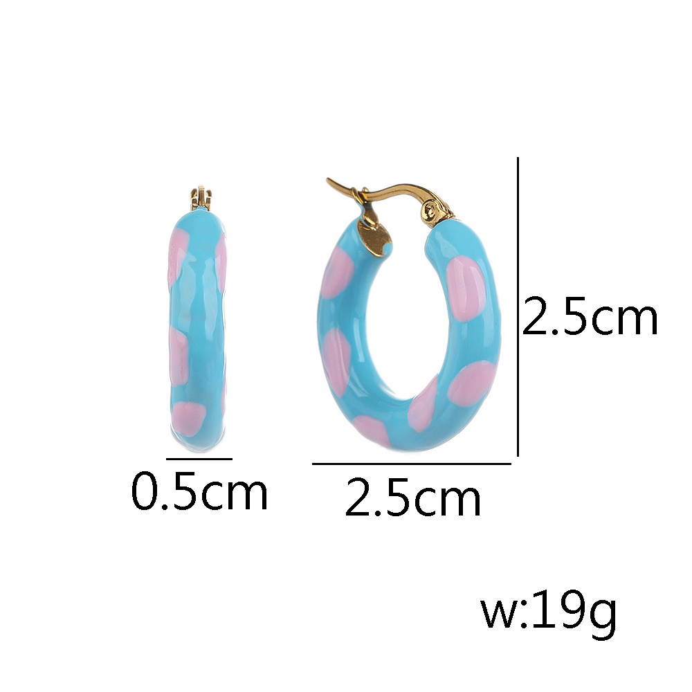 1 Pair Retro Simple Style Geometric Enamel Plating Titanium Steel 18k Gold Plated Hoop Earrings display picture 6