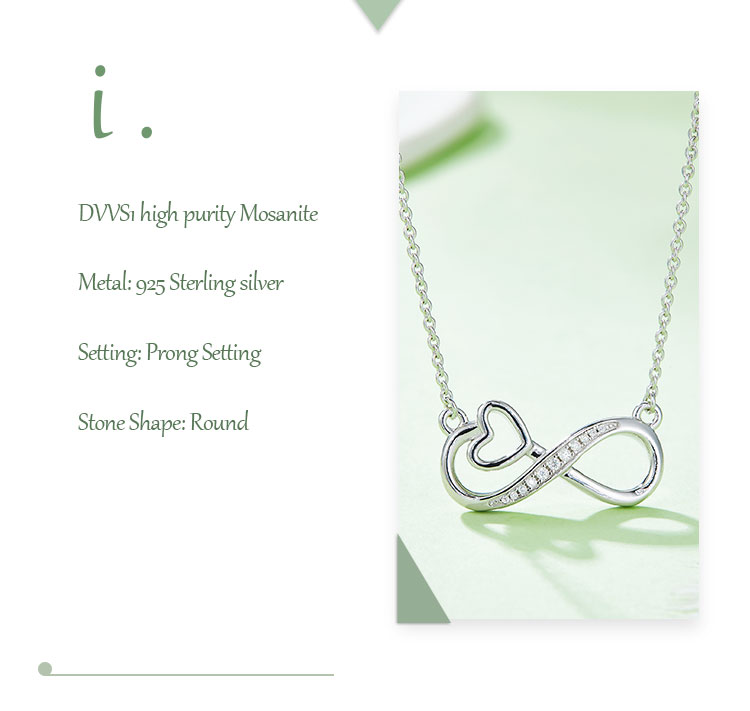 Elegant Simple Style Infinity Heart Shape Sterling Silver Moissanite Rose Gold Plated Silver Plated Pendant Necklace display picture 2