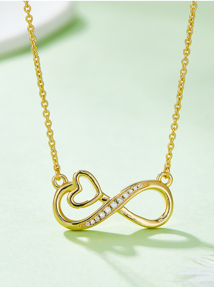 Elegant Simple Style Infinity Heart Shape Sterling Silver Moissanite Rose Gold Plated Silver Plated Pendant Necklace display picture 6