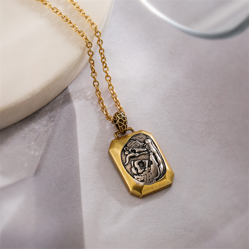 Ig Style Simple Style Portrait Stainless Steel Copper Plating Inlay Zircon Gold Plated Pendant Necklace display picture 7